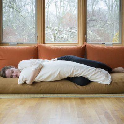 Kapok body pillow with floor couch